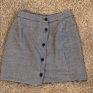 black and white patterned, button down mini skirt